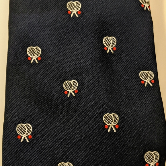 Vintage Salvatori Tennis Rackets Navy Blue Tie - Picture 4 of 5
